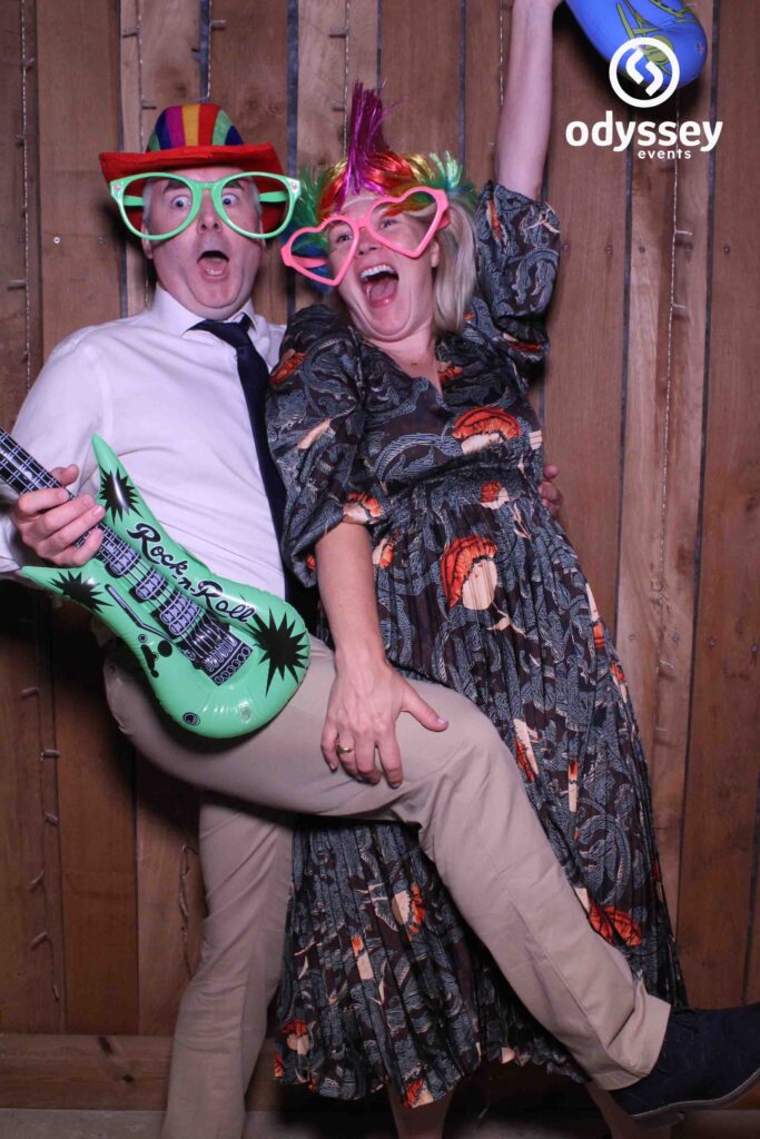 Fun candid photo moment from Odyssey Events’ photobooth at Chafford Park