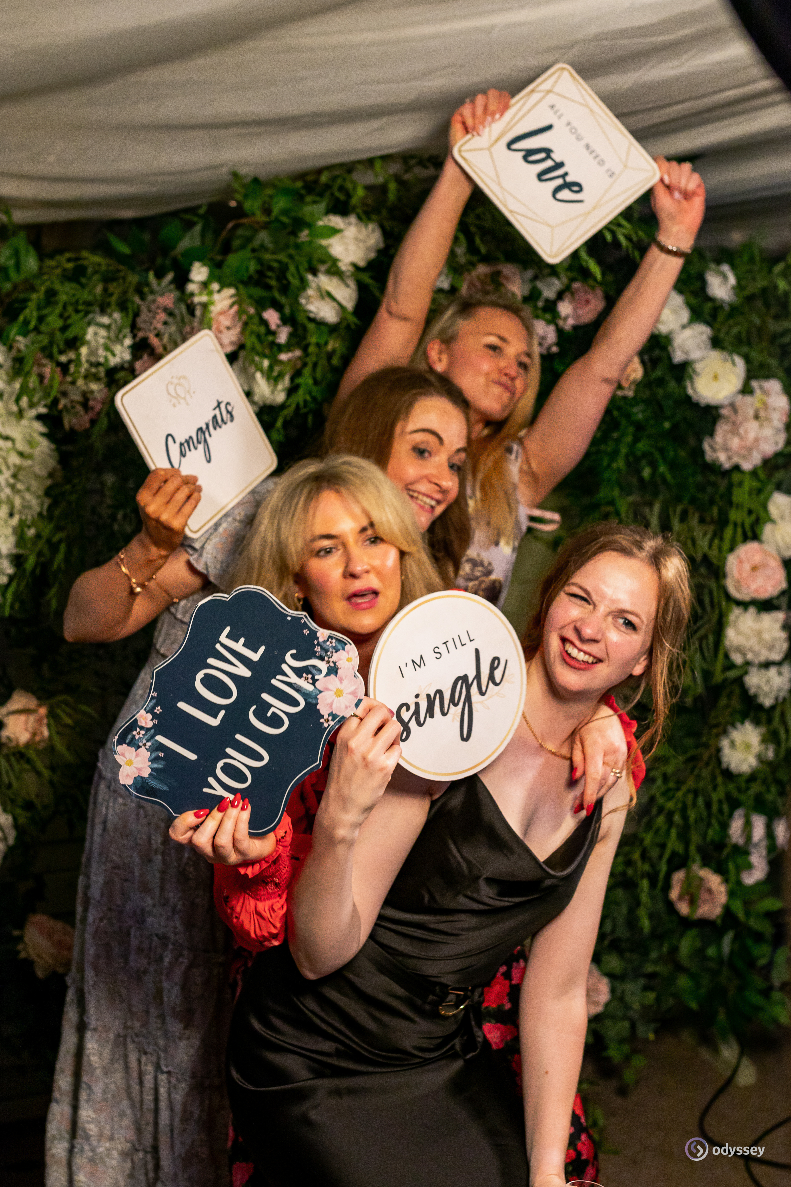 Wedding guests with fun Odyssey Events booth props