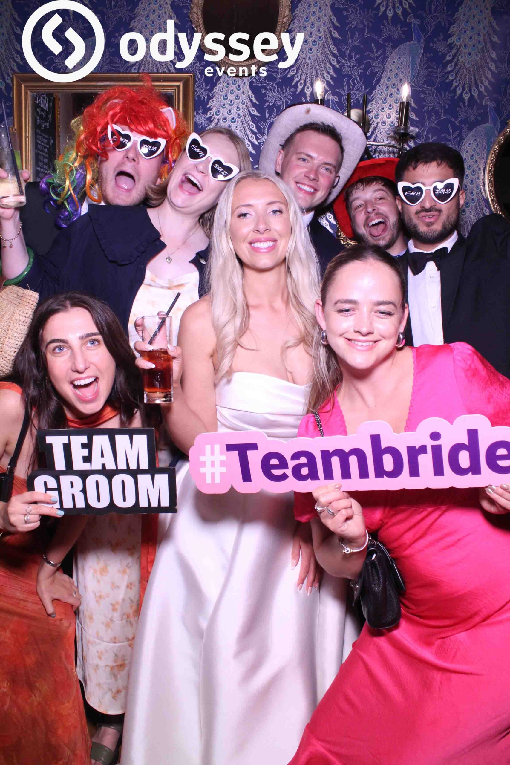 Bride and groom with the Selfie Mirror at their Salomons Estate wedding