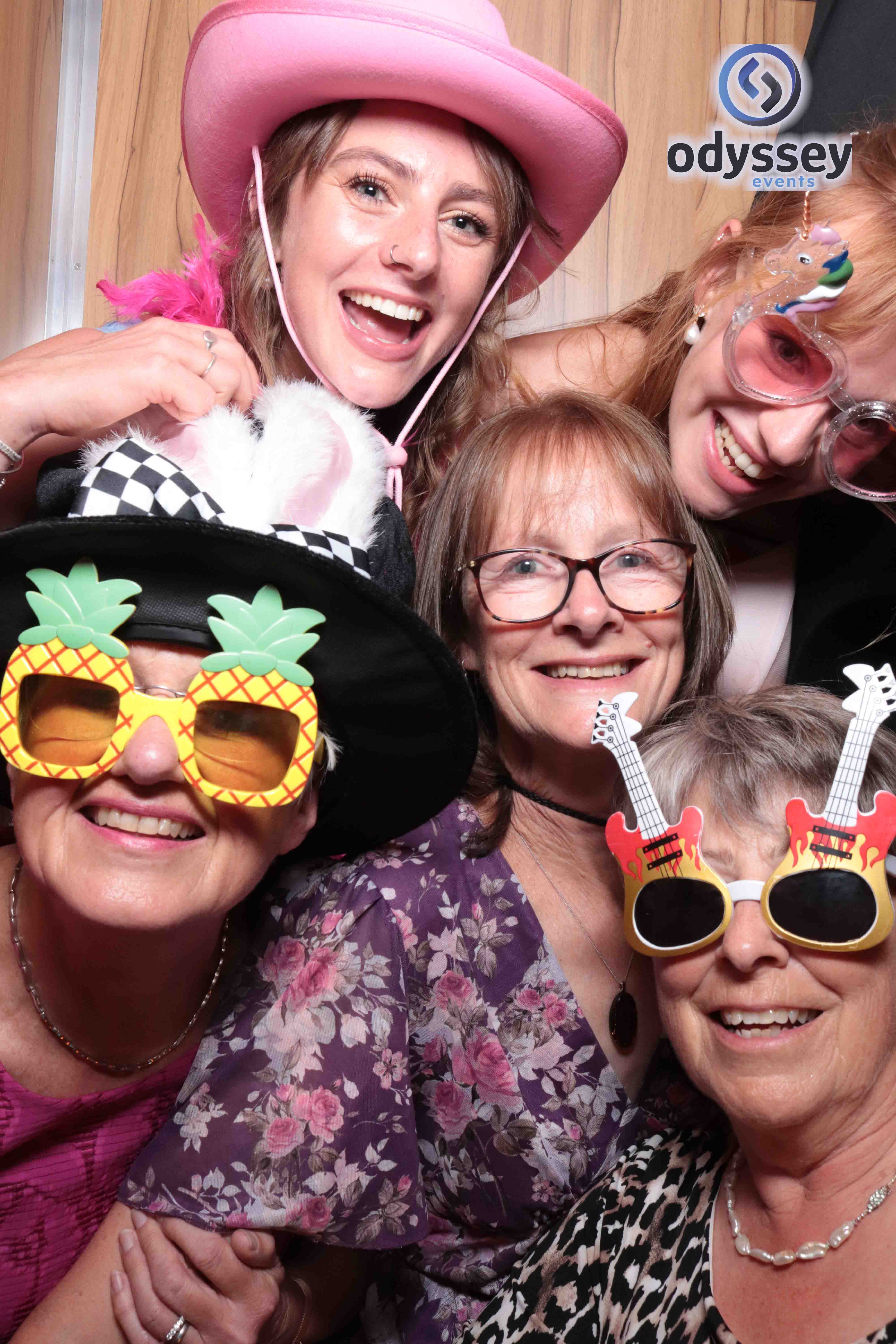 Big group photo inside the Retro Photobooth at Chafford Park