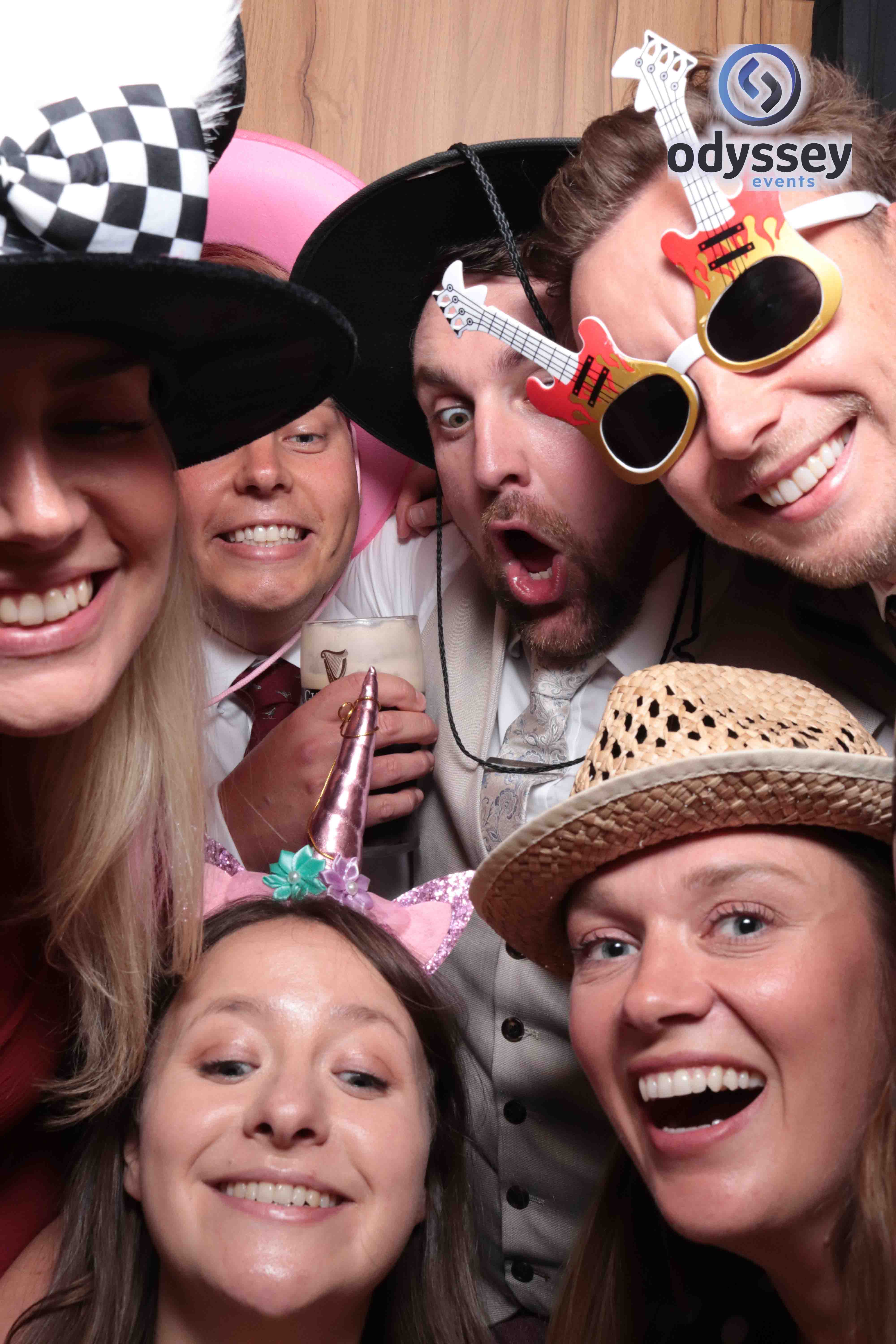 Guests laughing in the Retro Photobooth at a Tunbridge Wells wedding
