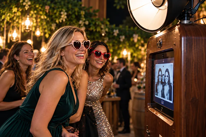 Guests enjoying a creative Odyssey Events photobooth experience