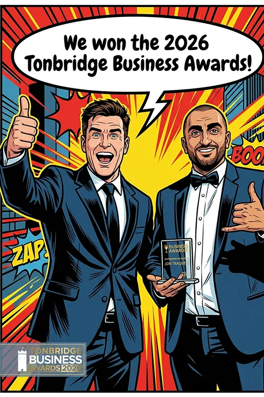 AI comic book transformation celebrating the Tonbridge Business Awards