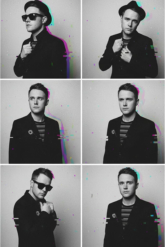 Black and white six-panel creative glitch portrait photostrip